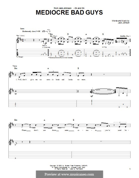 Mediocre Bad Guys: Para guitarra com guia by Jack Johnson