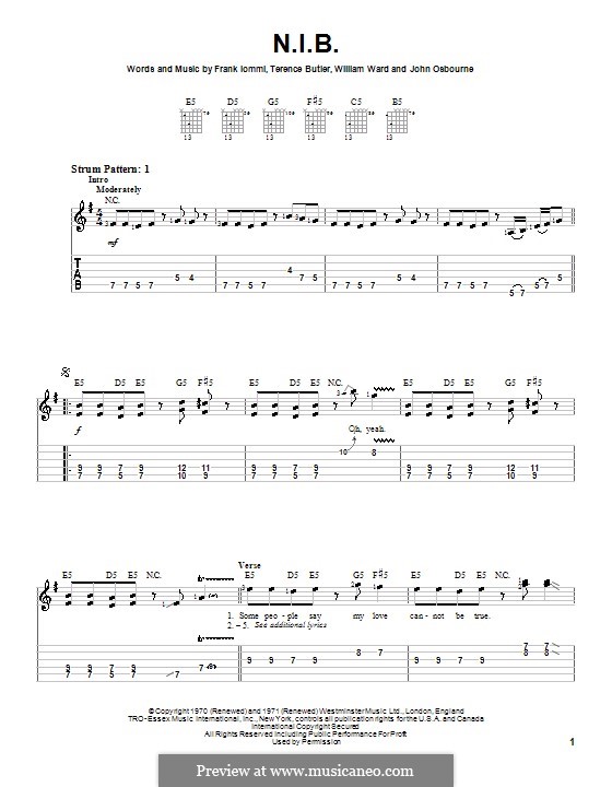 N.I.B. (Black Sabbath) por G. Butler, Ozzy Osbourne, Tony Iommi, Bill