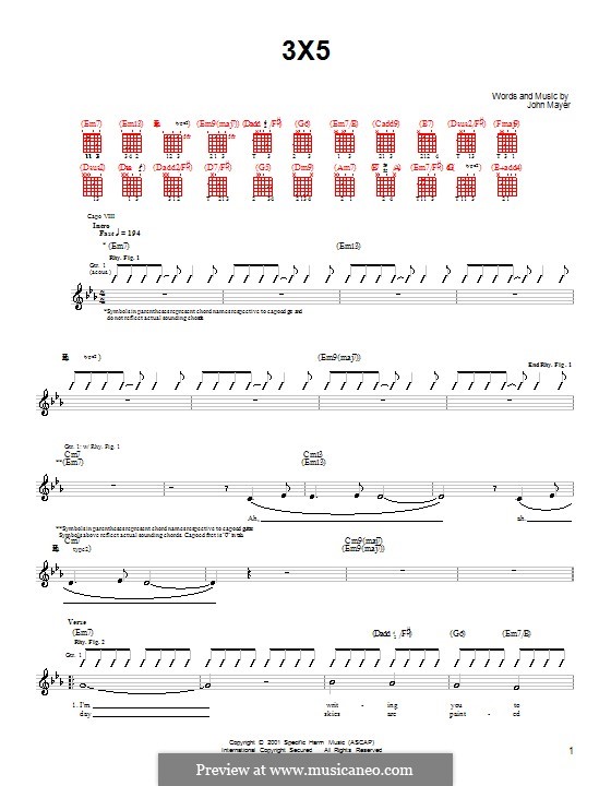 3X5: Para guitarra (versão facil) by John Mayer