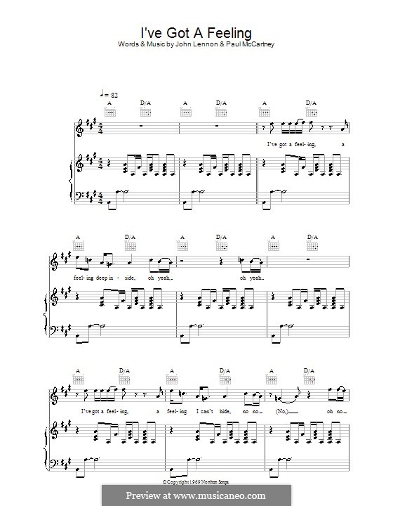 I've Got a Feeling (The Beatles): Para vocais e piano (ou Guitarra) by John Lennon, Paul McCartney