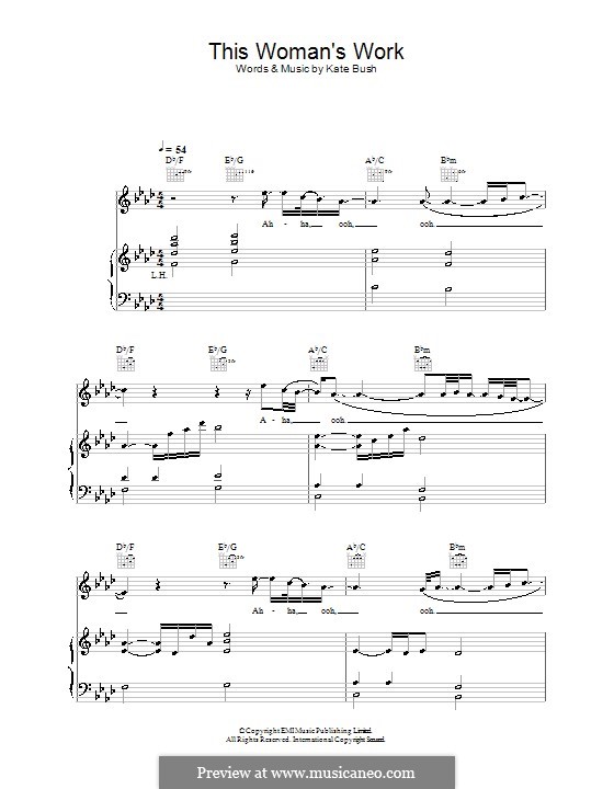 This Woman's Work (from She's Having A Baby): Para vocais e piano (ou Guitarra) by Kate Bush