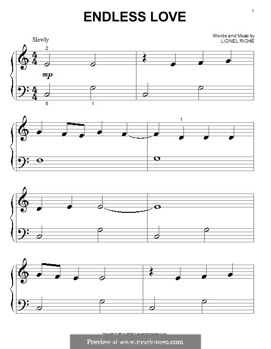 Endless Love: para piano (versão facil) by Lionel Richie