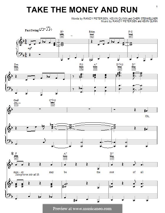 Take the Money and Run (from Disney's Teacher's Pet): Para vocais e piano (ou Guitarra) by Cheri Steinkellner, Kevin Quinn