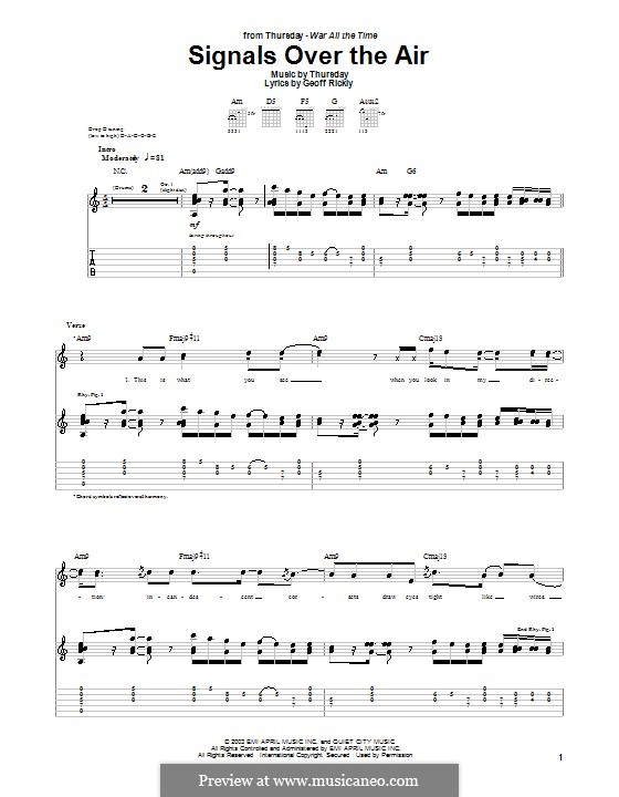 Signals Over the Air (Thursday): Para guitarra com guia by Geoff Rickly