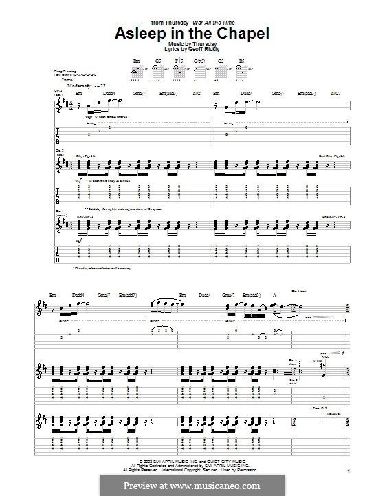 Asleep in the Chapel (Thursday): Para guitarra com guia by Geoff Rickly