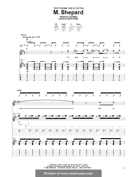 M. Shepard (Thursday): Para guitarra com guia by Geoff Rickly