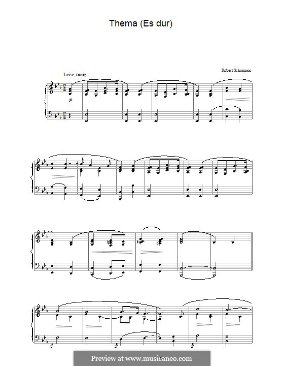 Theme in E Flat Major: Para Piano by Robert Schumann