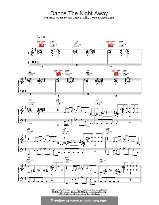 Dance the Night Away: Para vocais e piano (ou Guitarra) by Will A. Young, Chris Dodd, Toby Smith