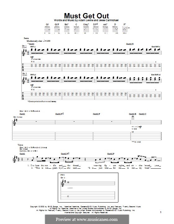 Must Get Out (Maroon 5): Para guitarra com guia by Adam Levine, Jesse Carmichael