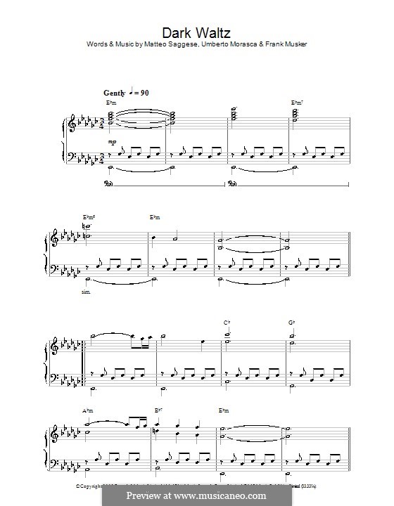 Dark Waltz: Para vocais e piano (ou Guitarra) by Frank Musker, Matteo Saggese, Umberto Morasca