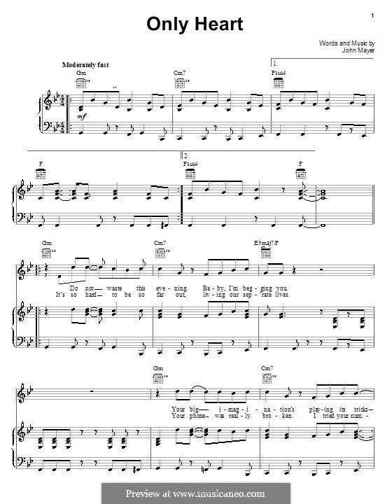 Only Heart: Para vocais e piano (ou Guitarra) by John Mayer