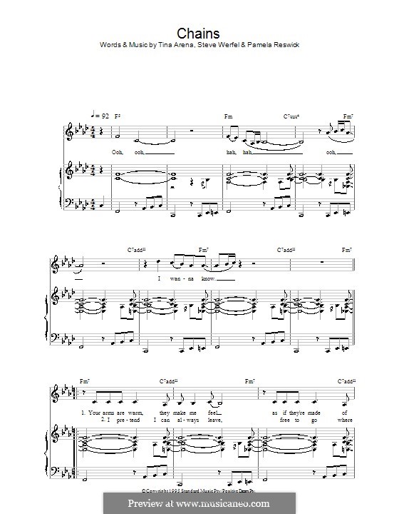 Chains (Tina Arena): Para vocais e piano (ou Guitarra) by Pamela Reswick, Steve Werfel