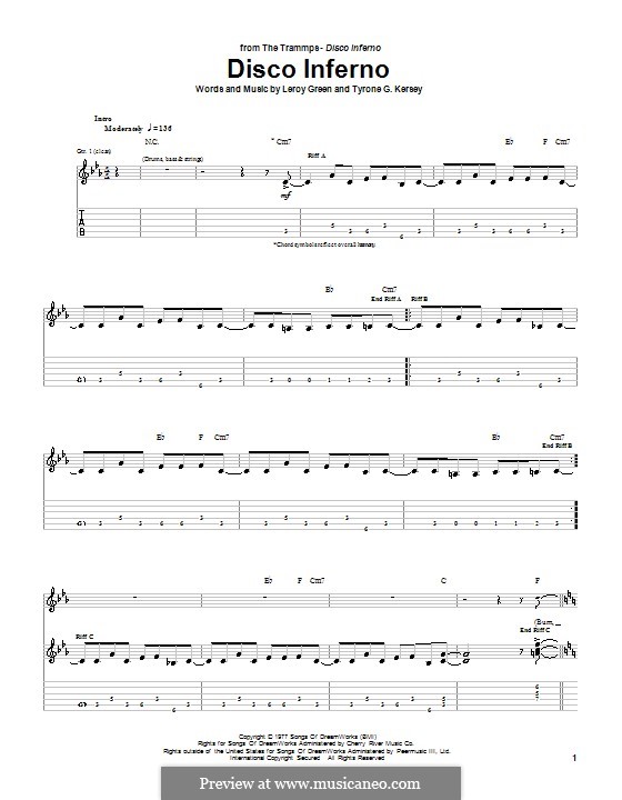 Disco Inferno (The Trammps): Para guitarra com guia by Leroy Green, Ron Kersey