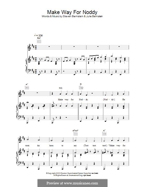 Make Way for Noddy (Noddy): Para vocais e piano (ou Guitarra) by Julie Bernstein, Steven Bernstein