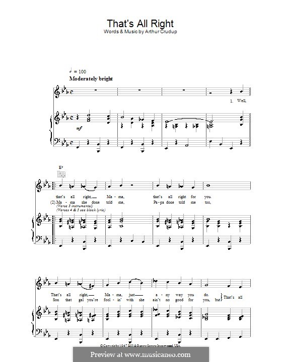 That's All Right (Elvis Presley): Para vocais e piano (ou Guitarra) by Arthur Crudup