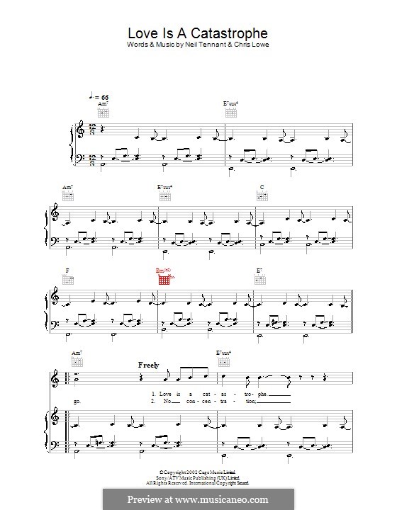 Love Is A Catastrophe (The Pet Shop Boys) Por C. Lowe, N. Tennant.