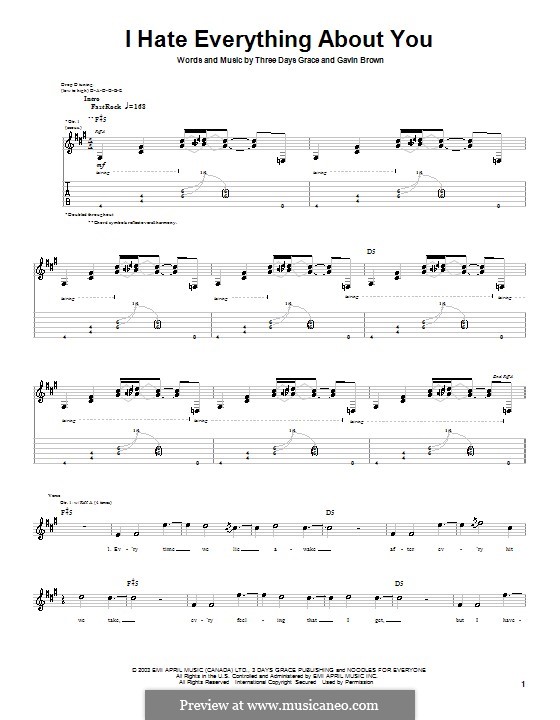 I Hate Everything About You (Three Days Grace): Para guitarra com guia by Gavin Brown