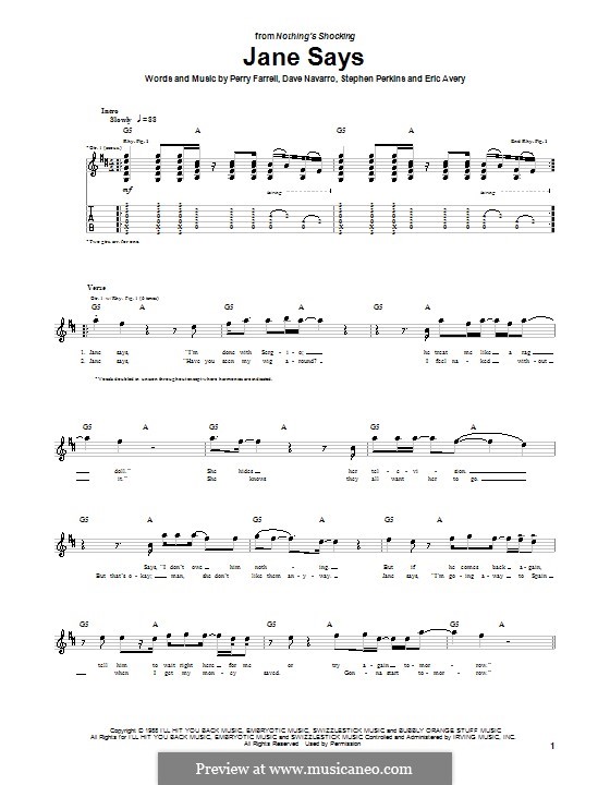Jane Says (Jane's Addiction): Para guitarra com guia by Dave Navarro, Eric Avery, Perry Farrell, Stephen Perkins