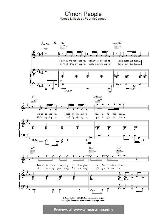 C'mon People: Para vocais e piano (ou Guitarra) by Paul McCartney