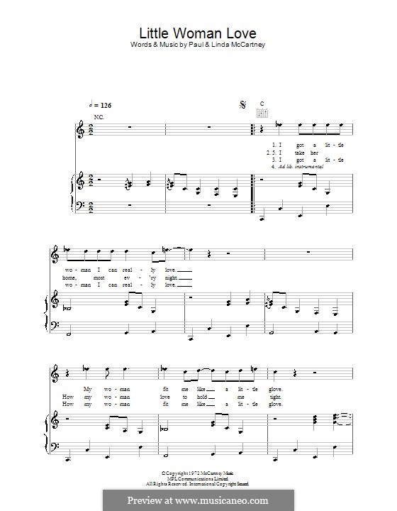 Little Woman Love (Wings): Para vocais e piano (ou Guitarra) by Linda McCartney, Paul McCartney