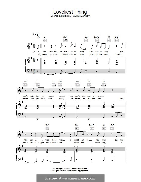 Loveliest Thing: Para vocais e piano (ou Guitarra) by Paul McCartney