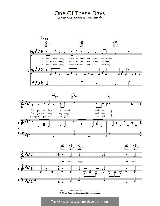 One of These Days: Para vocais e piano (ou Guitarra) by Paul McCartney