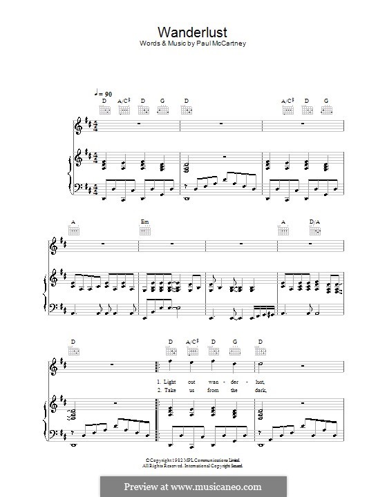 Wanderlust: Para vocais e piano (ou Guitarra) by Paul McCartney