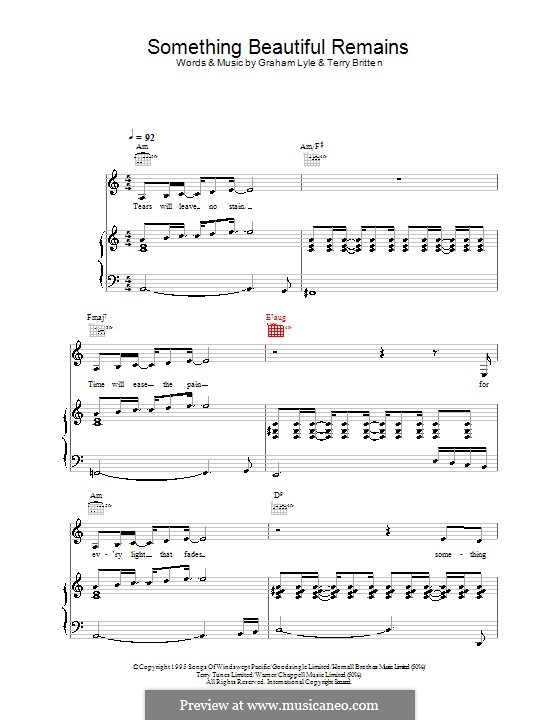 Something Beautiful Remains (Graham Lyle): Para vocais e piano (ou Guitarra) by Terry Britten