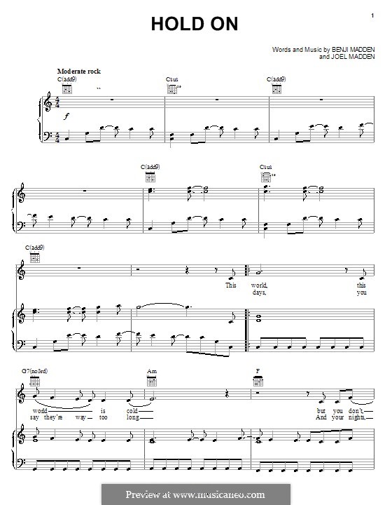 Hold on (Good Charlotte): Para vocais e piano (ou Guitarra) by Benjamin Combs, Benji Madden, Joel Combs, Joel Madden
