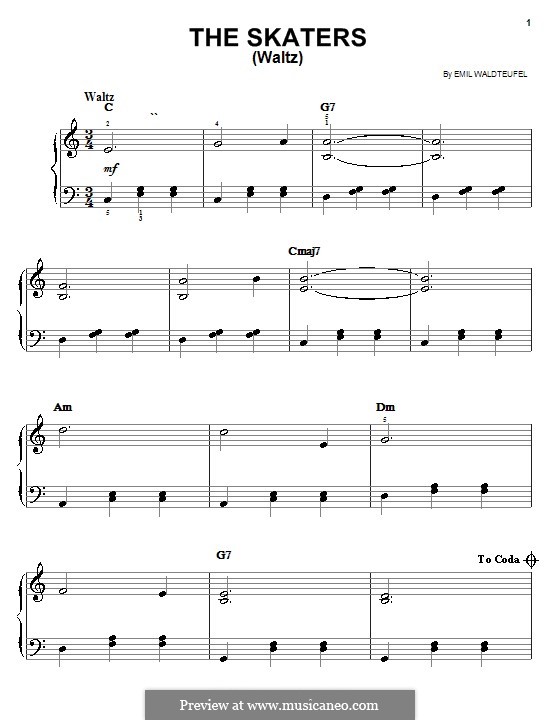 The Skaters Waltz: Para Piano by Émile Waldteufel