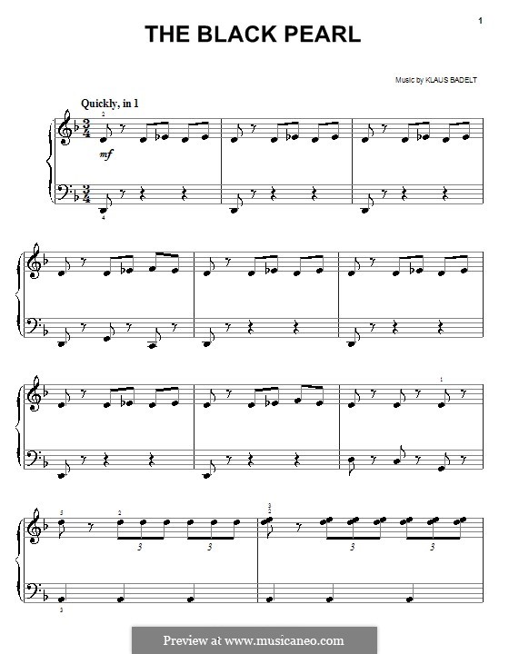 The Black Pearl (from Pirates of the Caribbean: The Curse of the Black Pearl): Facil para o piano by Klaus Badelt