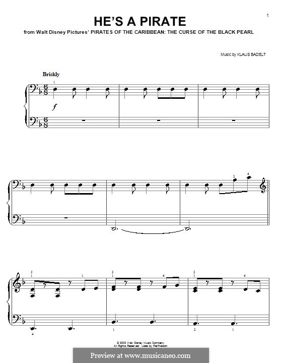 He's a Pirate (from Pirates of the Caribbean: The Curse of the Black Pearl): Facil para o piano by Klaus Badelt