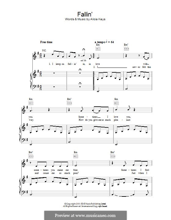 Fallin': Para vocais e piano (ou Guitarra) by Alicia Keys