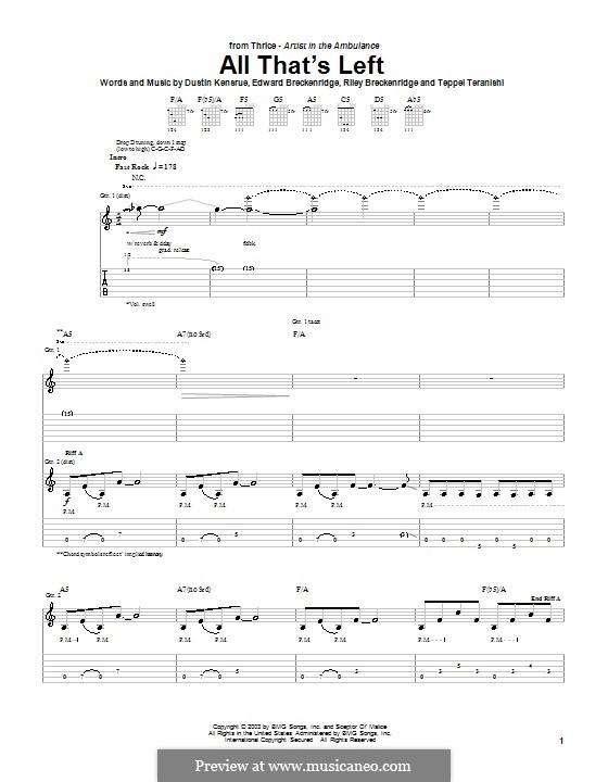 All That's Left (Thrice): Para guitarra com guia by Dustin Kensrue, Edward Breckenridge, Riley Breckenridge
