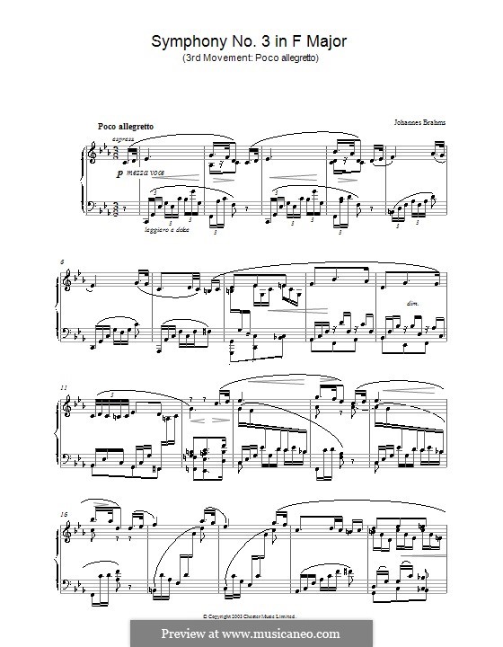 Movement III: versão para piano by Johannes Brahms