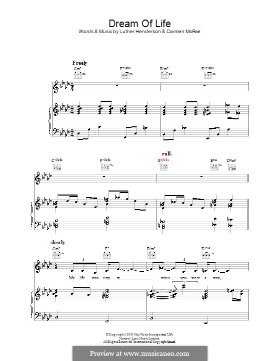 Dream of Life (Carmen McRae): Para vocais e piano (ou Guitarra) by Luther Henderson