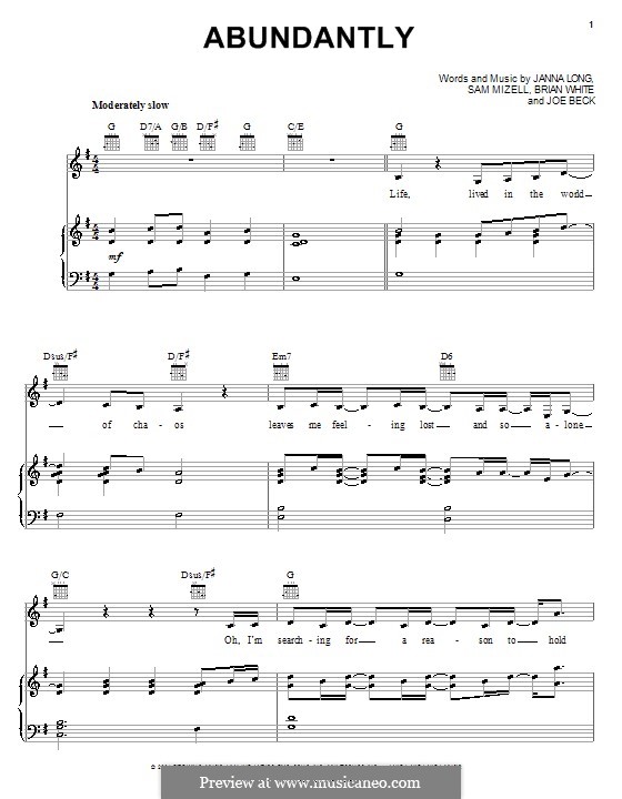 Abundantly (Avalon): Para vocais e piano (ou Guitarra) by Brian Gene White, Janna Long, Sam Mizell