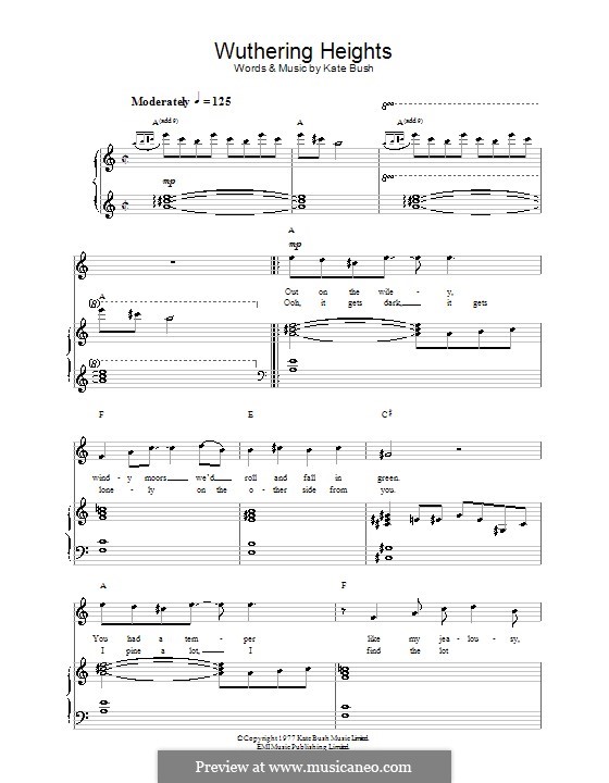 Wuthering Heights: Para vocais e piano (ou Guitarra) by Kate Bush