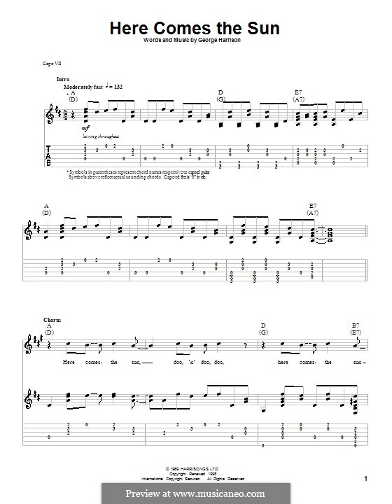 Here Comes the Sun (The Beatles) por G. Harrison Partituras on músicaNeo Here Comes the Sun (The Beatles) por G. Harrison Partituras on músicaNeo