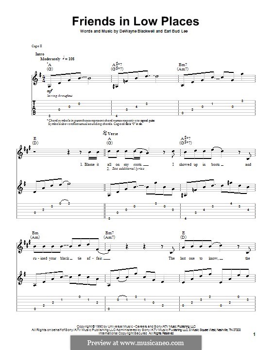 Friends in Low Places (Garth Brooks): Para guitarra com guia by Dewayne Blackwell, Earl Bud Lee