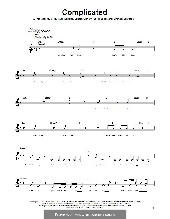 Complicated: para baixo com guia by Avril Lavigne, Graham Edwards, Lauren Christy, Scott Spock