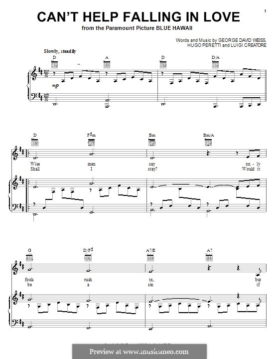Vocal version: Para voz e piano ou guitarra (Elvis Presley) by George David Weiss, Hugo Peretti, Luigi Creatore