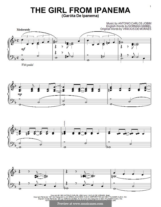 Piano version: Partituras de alta qualidade by Antonio Carlos Jobim
