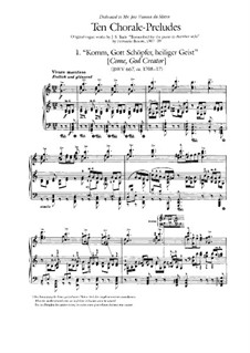 Ten Chorale Preludes, BV B 27: Ten Chorale Preludes by Johann Sebastian Bach