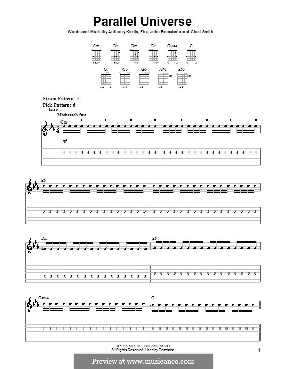 Parallel Universe (Red Hot Chili Peppers): Para guitarra (versão facil) by Flea, Anthony Kiedis, Chad Smith, John Frusciante