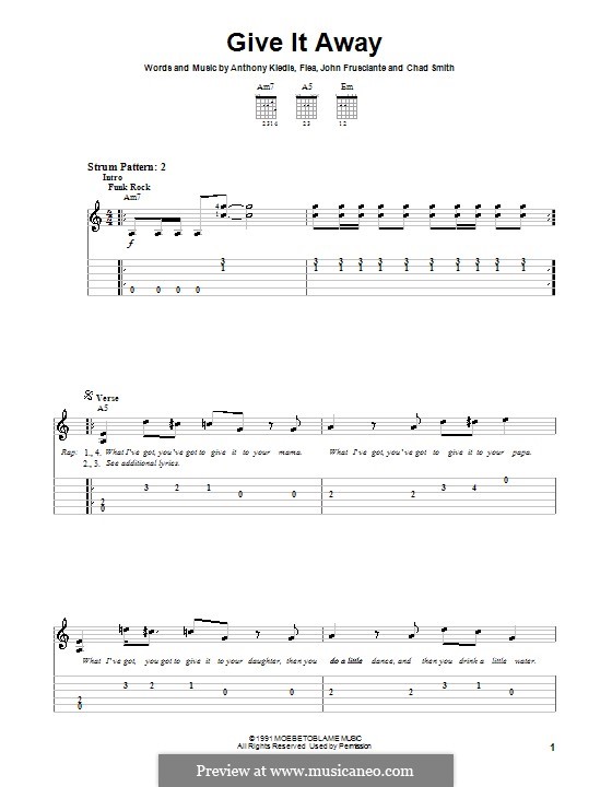 Give It Away (Red Hot Chili Peppers): Para guitarra (versão facil) by Flea, Anthony Kiedis, Chad Smith, John Frusciante
