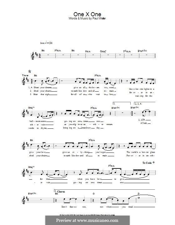 One X One: melodía,letras e acordes by Paul Weller