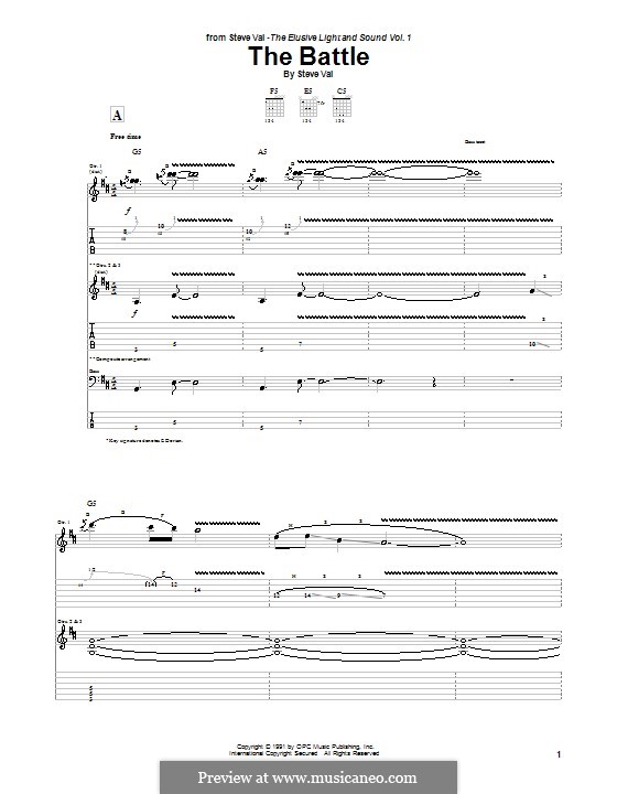 The Battle (from Bill and Ted's Bogus Journey): Para guitarra com guia by Steve Vai