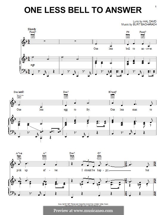 One Less Bell to Answer por B. Bacharach Partituras on músicaNeo