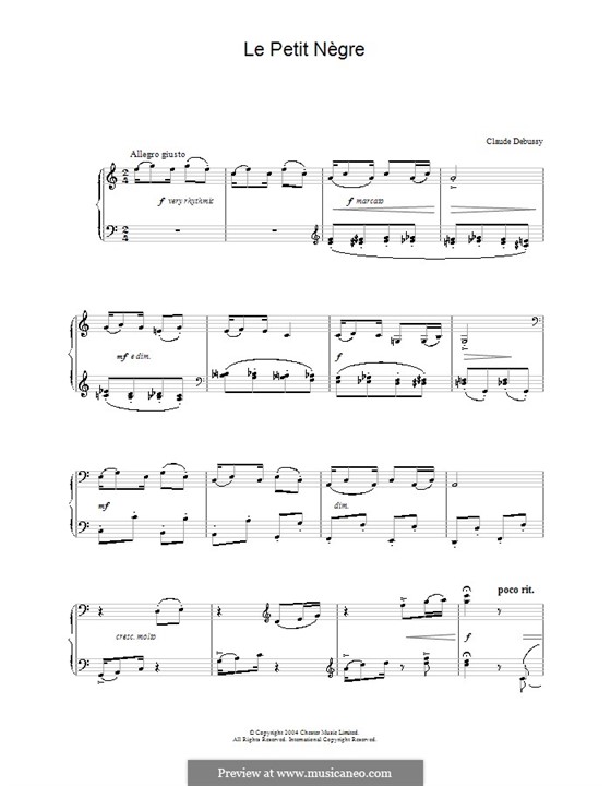 Le petit nègre (The Little Negro), L.114: Para Piano by Claude Debussy
